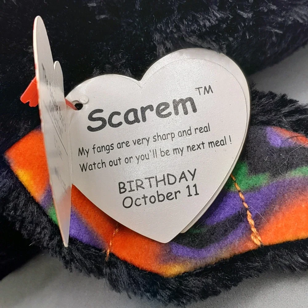 Ty Beanie Boos Scarem the Bat Halloween Plush Black Orange Glitter Eyes 6 inch